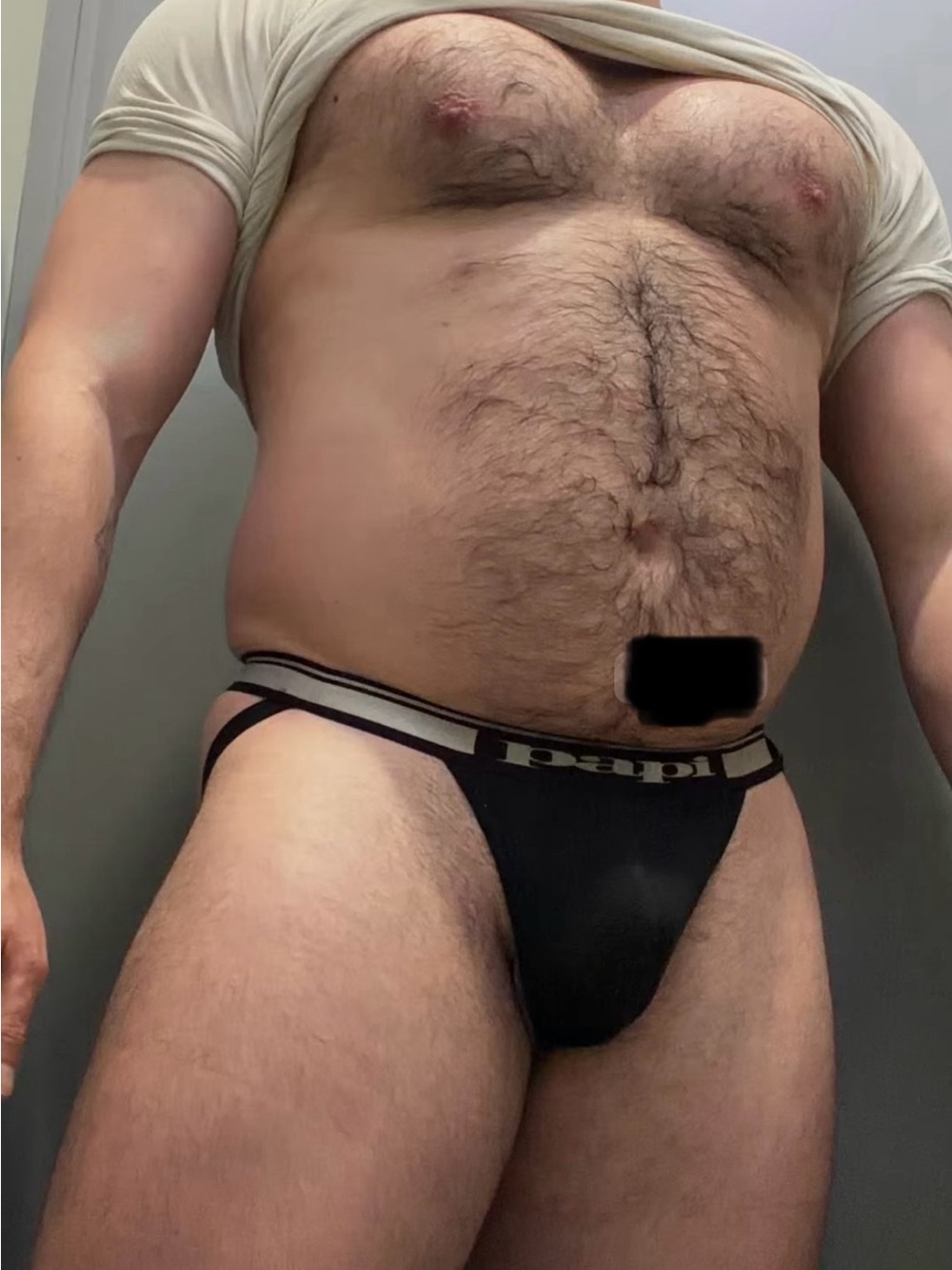 Papi Black Men's Jockstrap with Branded Waistband L